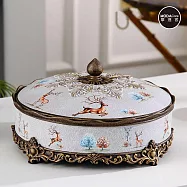 摩達客◉開運招財◉歐式復古高級雕花銅色麋鹿六格糖.果盒_輕奢客廳茶几餐桌精品擺飾