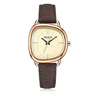 JULIUS 聚利時 夏夜之夢 皮革不規則錶殼腕錶 JA-1393(四色/30*37mm) 深棕咖