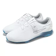 Mizuno 高爾夫球鞋 Nexlite Ultrawide Boa 5E 男鞋 超寬楦 白 旋鈕 運動鞋 美津濃 51GQ2420-22 26cm WHITE/BLUE