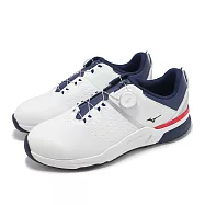 Mizuno 高爾夫球鞋 Hazard Enerzy Boa 4E 男鞋 寬楦 白 藍 防水鞋面 旋鈕 美津濃 51GQ2501-01 26.5cm WHITE/NAVY-RED