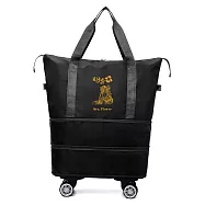 【花太太x白沙屯媽祖】大容量旅行收納包(擴充容量 加裝四輪輔助) 黑色