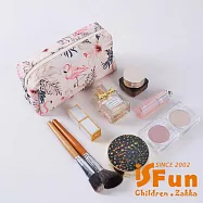【iSFun】輕巧便攜 外出旅行多用途化妝包洗漱收納包/ 粉色紅鶴