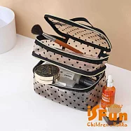 【iSFun】透視收納 ins風愛心網紗大容量旅行化妝洗漱雙層大方包