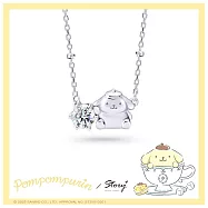 【客製品】STORY 故事銀飾 - Pom Pom Purin莫桑鑽系列-布丁狗莫桑石單鑽純銀項鍊-白K金 加長本鍊5cm+2.5cm延長鍊-需14