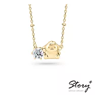 【客製品】STORY 故事銀飾 - Pom Pom Purin莫桑鑽系列-布丁狗莫桑石單鑽純銀項鍊-黃K金 正常16吋