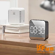 【iSFun】方形鏡面 多功能LED電子計時靜音聲控時鐘鬧鐘/黑色