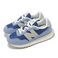 New Balance 休閒鞋 237 寬楦 中童 藍 童鞋 小朋友 麂皮 復古 NB PH237HB-W 19cm BLUE/WHITE