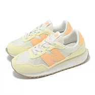 New Balance 休閒鞋 237 寬楦 中童 兔毛灰 桃花粉 黃 童鞋 小朋友 復古 麂皮 NB PH237HP-W 17.5cm YELLOW/ORANGE