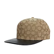 COACH CC Logo 緹花布及皮革棒球帽 M-L (卡其色/黑色)