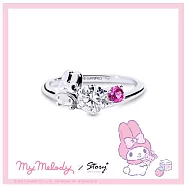 【客製品】STORY 故事銀飾 - MyMelody 莫桑鑽系列-美樂蒂莫桑石單鑽純銀戒指 國際圍#14(需14個工作天)