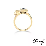 【客製品】STORY 故事銀飾 - Pom Pom Purin莫桑鑽系列-布丁狗莫桑石單鑽純銀戒指-黃K金 國際圍#13(需14個工作天)