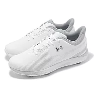 Under Armour 高爾夫球鞋 Drive Fade 男鞋 寬楦 白 灰 防水鞋面 緩衝 支撐 運動鞋 UA 3027878101 26cm WHITE/WHITE