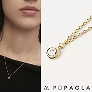 PD PAOLA 西班牙時尚潮牌 明亮切割圓鑽項鍊 優雅金色單鑽項鍊 SAND