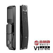 TEW 台熱牌 智能7合1推拉式電子鎖/門鎖(V1)(人臉/指靜脈/密碼/卡片/鑰匙/APP遠端開門/雙向通話)(附基本安裝) 石墨黑