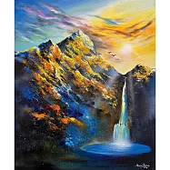 【玲廊滿藝】曾啟文-金色山脈 飛瀑聚財60x50cm