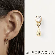 PD PAOLA 西班牙時尚潮牌 圓形明亮切割單鑽耳環 水滴金色耳環 WATER
