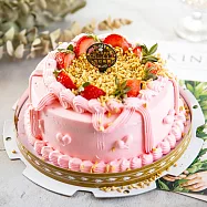 造型蛋糕-粉紅華爾滋蛋糕8吋x1顆(母親節 父親節 生日蛋糕) 水果x布丁7個工作天出貨