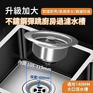 【APEX】升級加大不鏽鋼彈跳廚房過濾水槽140MM口徑 (POM提籃防止堵塞 過濾防堵 防臭地漏 防蟲防臭 過濾網 密封蓋 排水蓋 排水孔 彈跳過濾) 140公分