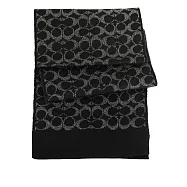 COACH 滿版CC Logo 羊毛及金屬纖維圍巾 (黑色/黑色)