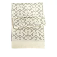 COACH 滿版CC Logo 羊毛及金屬纖維圍巾 (白色)