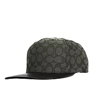 COACH CC Logo 緹花布及皮革棒球帽 M-L(炭灰色/黑色)