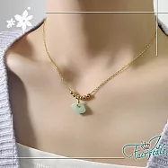 【伊飾童話】如意吉祥 和田玉祥雲古風平安鎖項鍊/ 金色