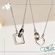 【伊飾童話】歐美潮流 情侶幾何個性項鍊對鍊組/銀色