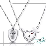 【伊飾童話】甜蜜專屬 Wish鈦鋼情侶浪漫鑰匙鎖項鍊對組/鋼色