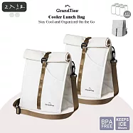 2入分享組【GrandTies】4L時尚隨行保溫保冷托特包Tote(GT606030321-328)強效保溫冷/捲頂收納/不含BPA- 象牙白2入