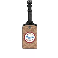 COACH 1941 圓形標誌滿版塗層帆布及牛皮行李吊牌 (棕褐色)