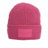 COACH 方形經典馬車標牌針織羊毛毛帽 (粉色)
