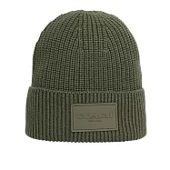 COACH 方形經典馬車標牌針織羊毛毛帽 (橄欖綠)