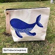 泰國Ratha手繪帆布手拿包 鯨魚