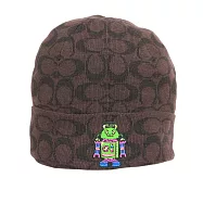 COACH 滿版CC Logo 機器人刺繡羊毛毛帽 (胡桃木棕)