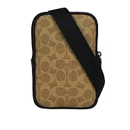 COACH Aden 塗層帆布及牛皮迷你斜背包/手拿包 (卡其色)