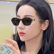 seoul show首爾秀 復古老錢風貓眼素顏平光太陽眼鏡UV400墨鏡 507 黑框黑灰片