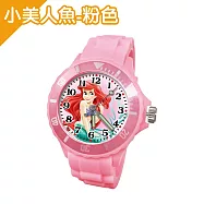 DF童趣館 - 三麗鷗/迪士尼/漫威系列正版授權兒童防潑水運動彩帶手錶 小美人魚-粉色