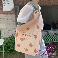 【iSPurple】清新甜美 日系通勤大容量購物托特帆布包/日文桃子