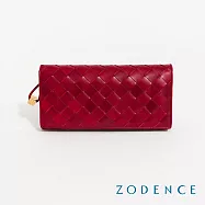 ZODENCE CRAFTSOUL進口真皮手工上色編織長夾 醇酒紅