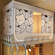 單人拉鍊式可遮光三開門方型蒙古包蚊帳(蚊帳/防蚊/蒙古包/學生蚊帳/單人蚊帳/宿舍蚊帳) 灰白小熊