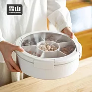 【日本霜山】ABS旋轉式6格乾果盤/零食盤(附蓋)- 米白