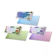 irocks K103R 機械式鍵盤-RGB背光-莓紅軸/奶茶軸+C33 大尺寸滑鼠墊 組合 極光藍/奶茶軸+C33極光藍漸層鼠墊