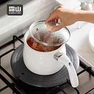 【日本霜山】單柄琺瑯牛奶鍋/湯鍋(附玻璃蓋)-1.9L- 白