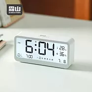 【日本霜山】多功能桌上型溫溼度電子鐘 (貪睡鬧鐘/夜光鬧鐘)- 白