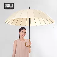 【日本霜山】24骨防風大傘面晴雨兩用竹柄自動傘- 象牙白
