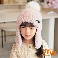 【iSFun】免子毛絨*兒童格紋花加長護耳毛帽/粉