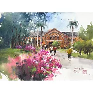 【玲廊滿藝】(阿力)余思瑩-杜鵑花與文學館27x39cm