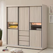 Homelike 喜家居6尺推門長虹玻璃衣櫃(附LED感應燈)(2502)