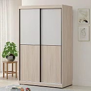 Homelike 喜家居4尺雙色推門衣櫃(2502)