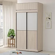 Homelike 喜家居4x7.7尺雙色推門衣櫃(含被櫃)(2502)